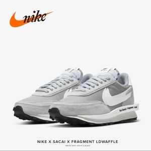 Nike x Sacai x Fragment LDWaffle Sneaker Ltd Edition Grey/White Men 9/Women 10.5